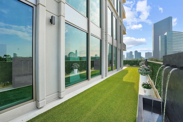 balcony with a city view