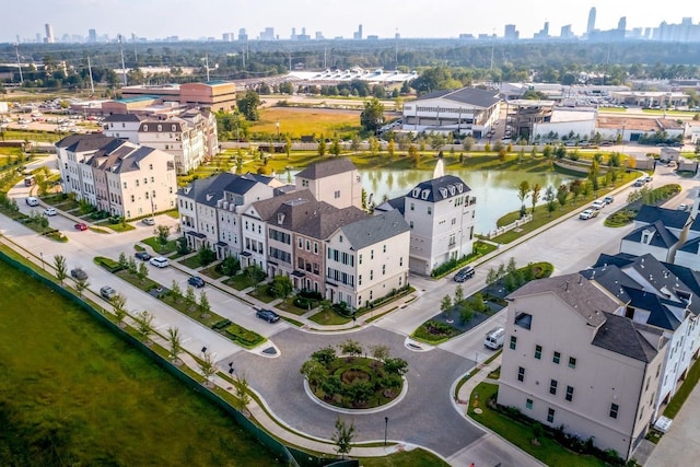 drone / aerial view with a city view