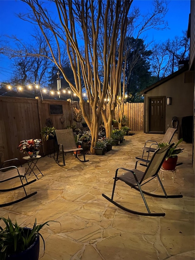 view of patio featuring a fenced backyard