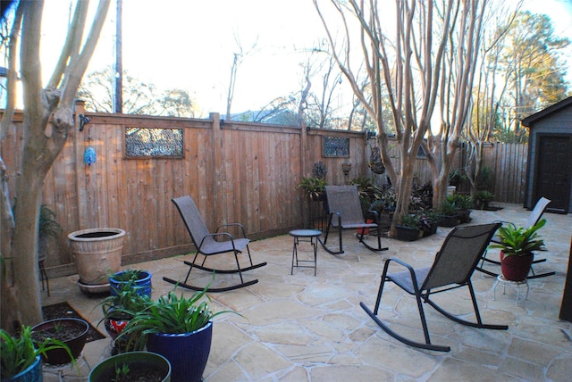 view of patio / terrace featuring a fenced backyard