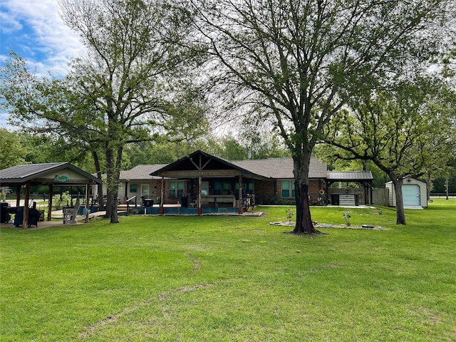 20315 Post Oak Loop, Thornton, TX 76687 - exterior space featuring a gazebo, a yard, and an outdoor structure