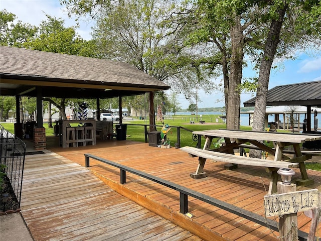 20315 Post Oak Loop, Thornton, TX 76687 - dock area featuring a wooden deck, a gazebo, and a yard