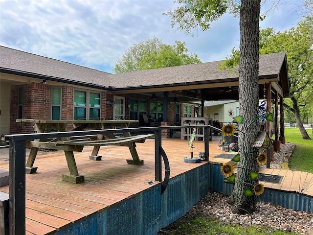 20315 Post Oak Loop, Thornton, TX 76687 - wooden terrace featuring a ceiling fan