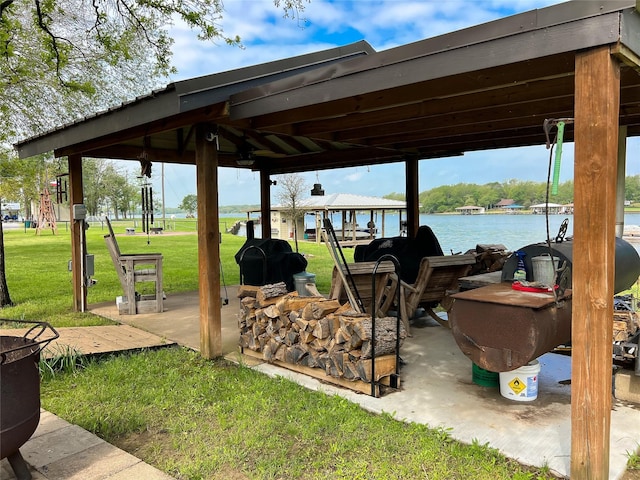 20315 Post Oak Loop, Thornton, TX 76687 - view of patio featuring a gazebo and a water view