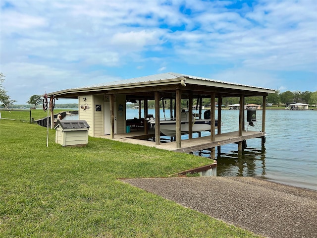 20315 Post Oak Loop, Thornton, TX 76687 - dock area with a lawn, a water view, and boat lift