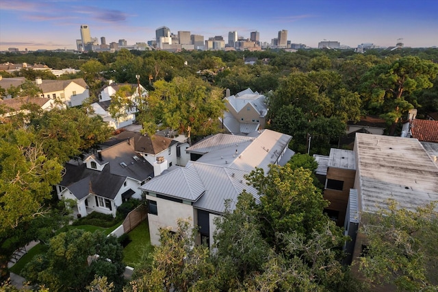 drone / aerial view with a city view