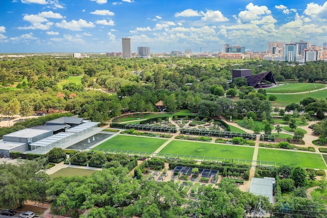 birds eye view of property with a view of city