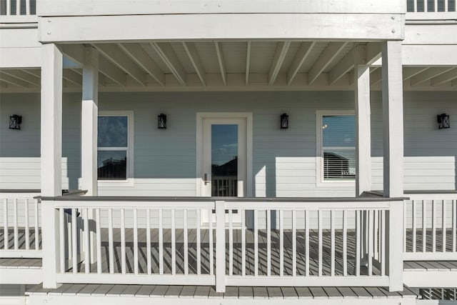 property entrance with a porch