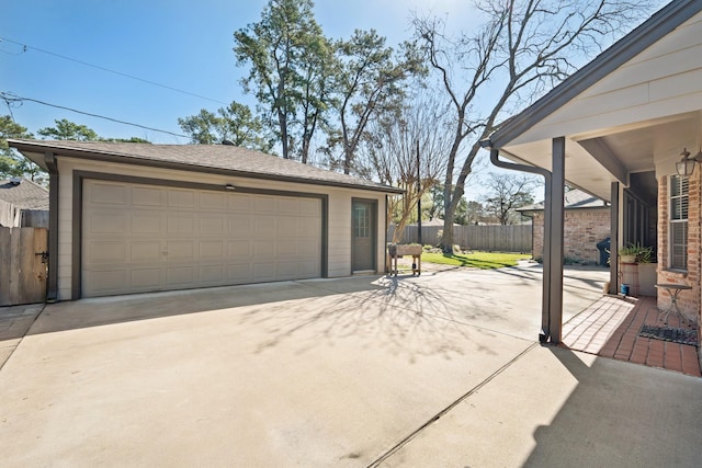 detached garage with fence