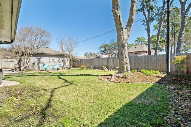 view of yard featuring a fenced backyard