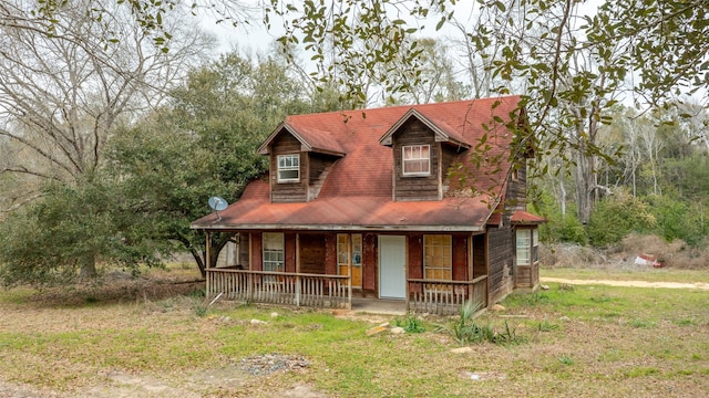 rustic home with covered porch