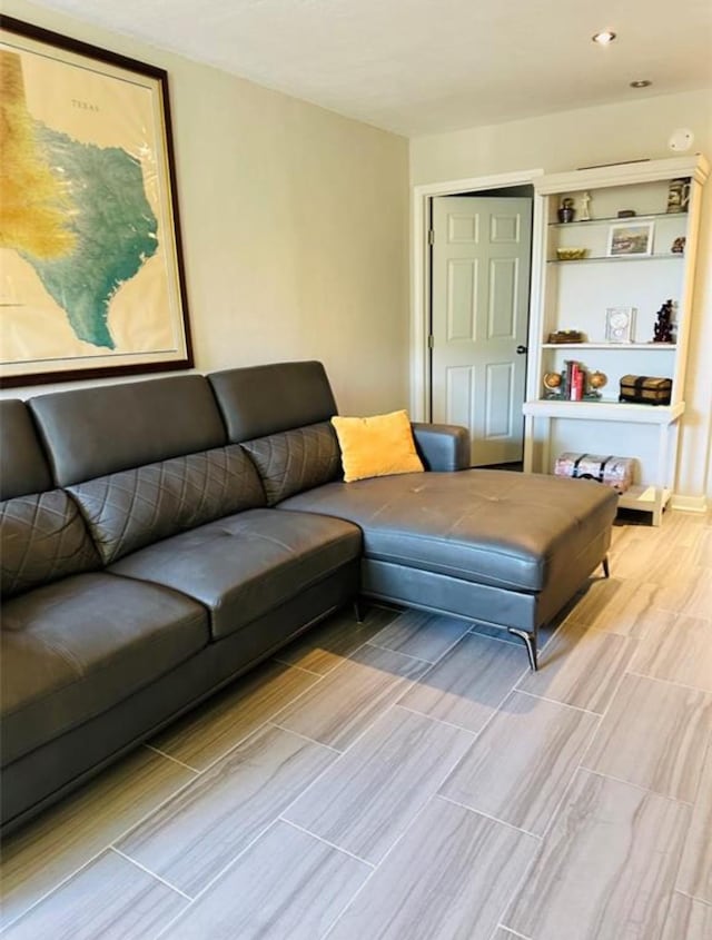 living area with wood finish floors