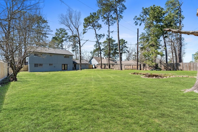 view of yard with a fenced backyard