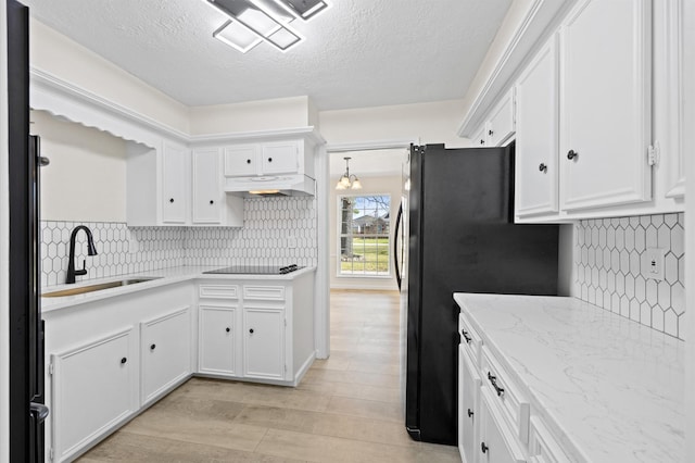 kitchen featuring a sink, white cabinets, and under cabinet range hood