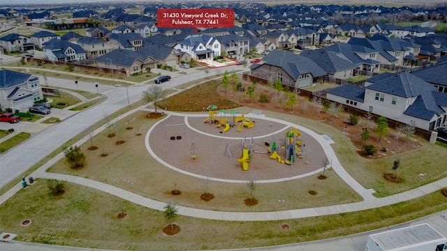 bird's eye view with a residential view