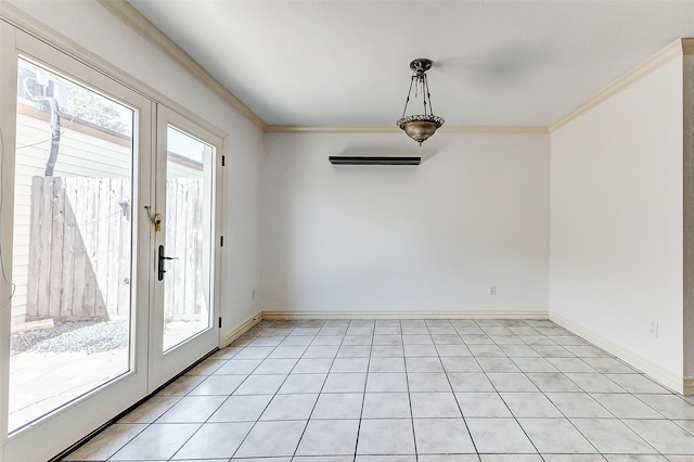 interior space featuring a wealth of natural light, french doors, and crown molding