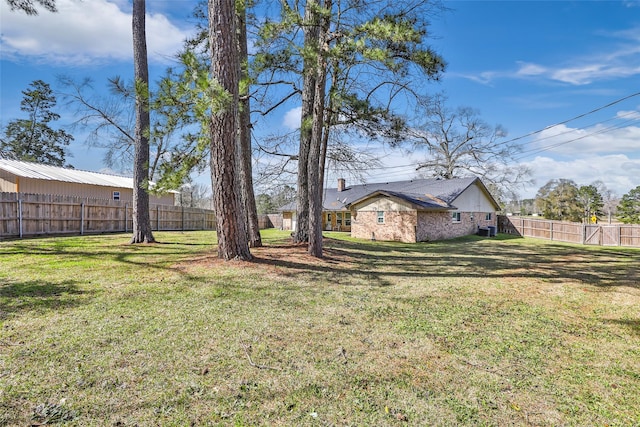 view of yard featuring a fenced backyard