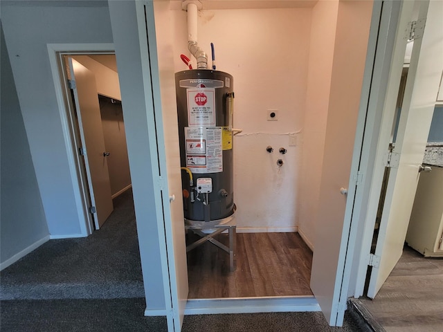 utility room with water heater