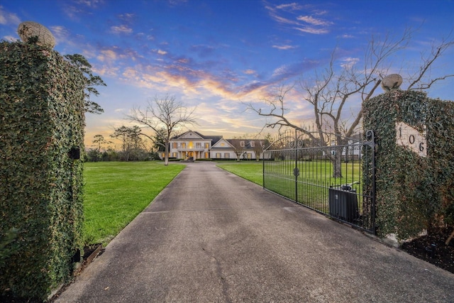 view of road with aphalt driveway and a gated entry