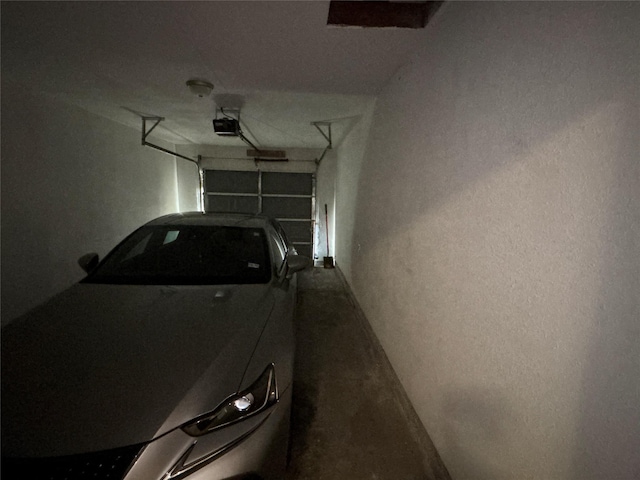 garage with a garage door opener