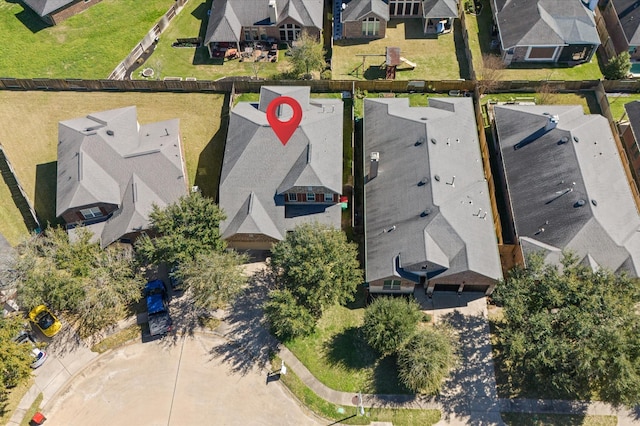 drone / aerial view with a residential view