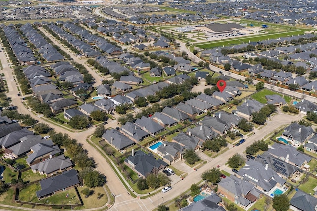 aerial view with a residential view