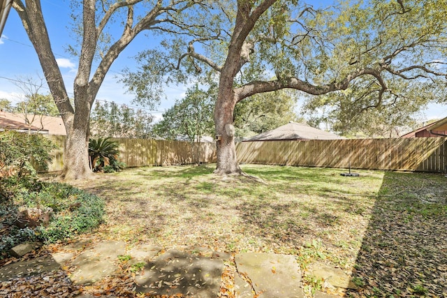 view of yard featuring a fenced backyard