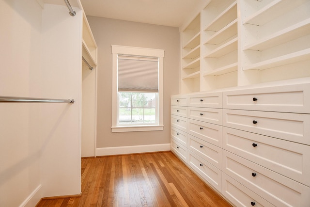 spacious closet with light wood-type flooring