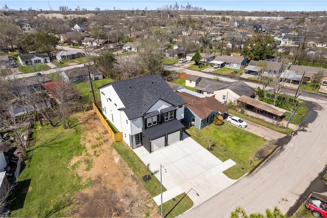 aerial view with a residential view