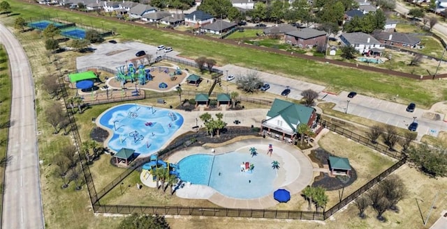 aerial view with a residential view