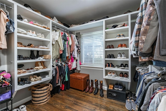 spacious closet with wood finished floors