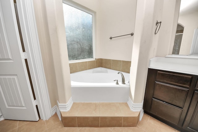 full bathroom featuring a bath, visible vents, and tile patterned floors