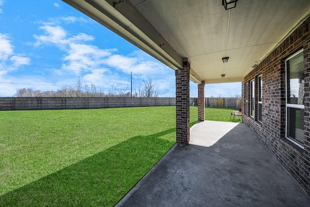 view of patio featuring a fenced backyard