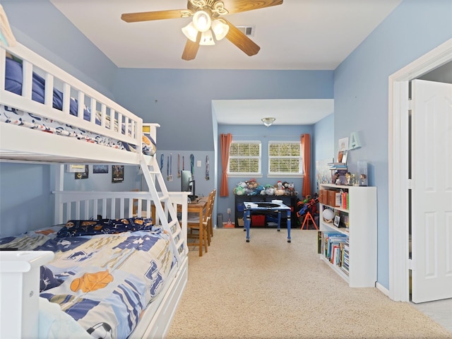 bedroom featuring visible vents and a ceiling fan