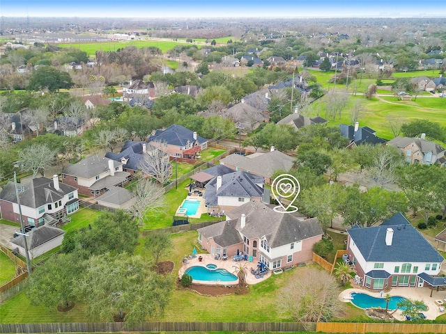 bird's eye view with a residential view