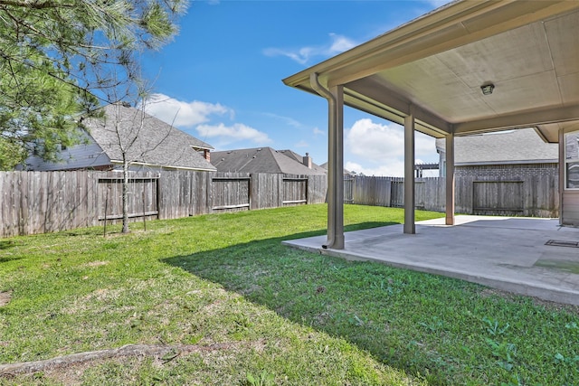 view of yard featuring a fenced backyard and a patio