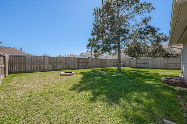 view of yard with a fenced backyard