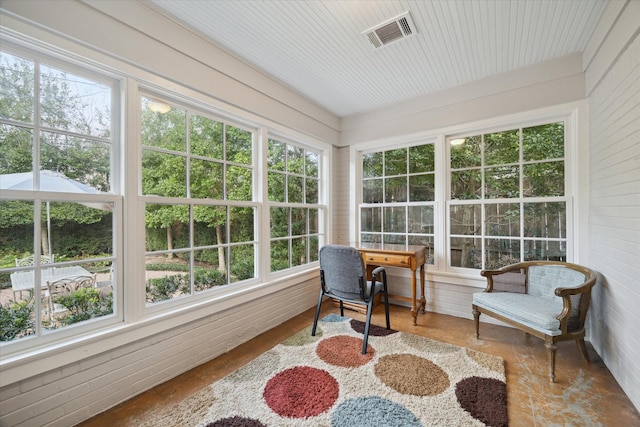 sunroom with a healthy amount of sunlight and visible vents