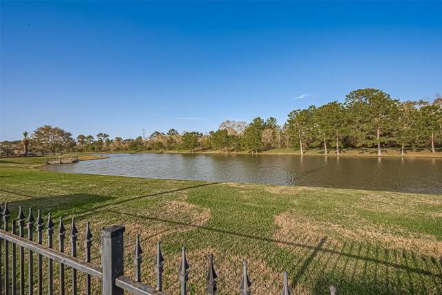 property view of water with fence