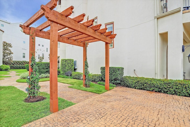 view of patio / terrace featuring a pergola