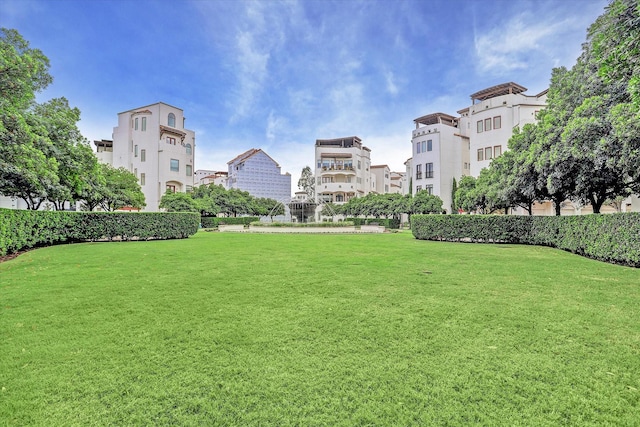 view of community featuring a lawn