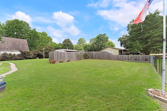 view of yard with a fenced backyard