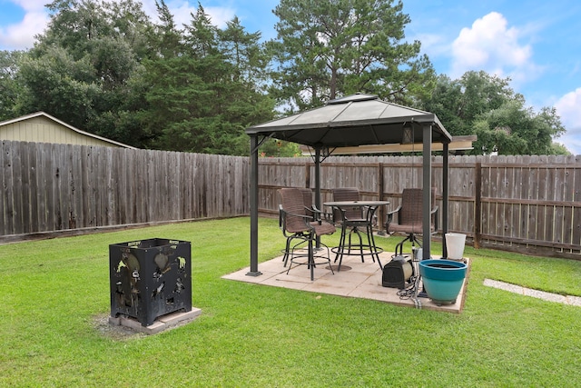 view of yard featuring a patio area and a fenced backyard