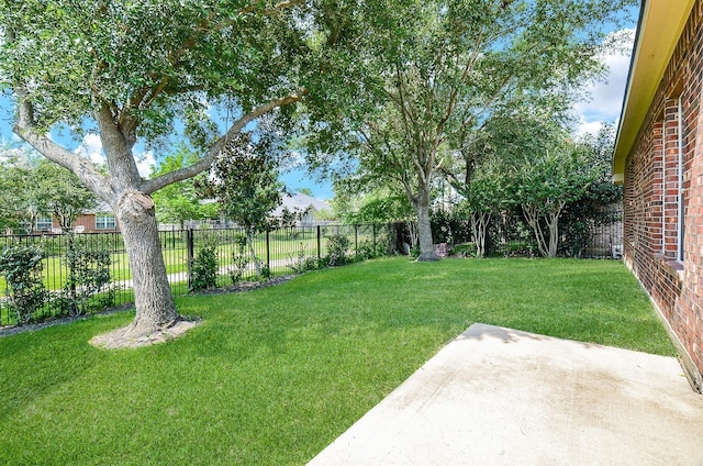 view of yard featuring a patio area and a fenced backyard