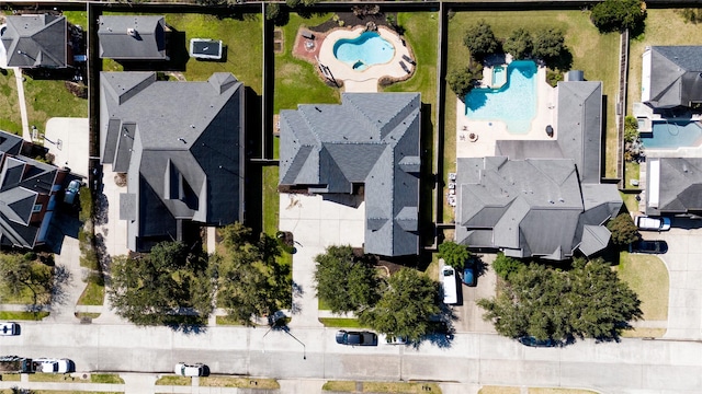 drone / aerial view with a residential view