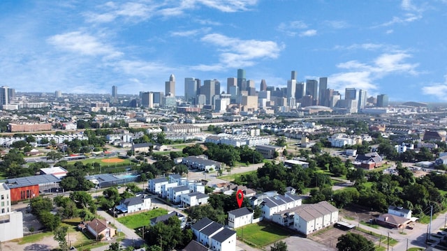 aerial view with a city view