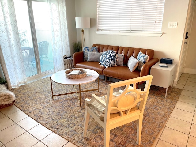 living area with light tile patterned flooring