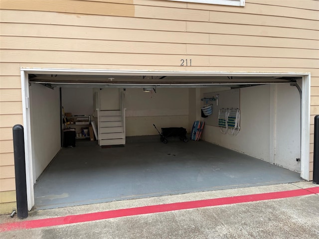 garage with a garage door opener