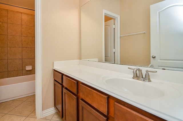 full bathroom with vanity and tile patterned floors