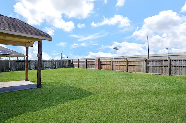 view of yard with a fenced backyard